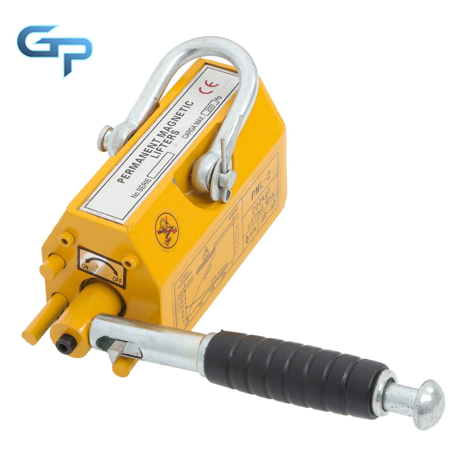 440lbs/200kg Permanent Magnetic Lifter 2.5 Safety Factor Yellow Lifting Magnet
