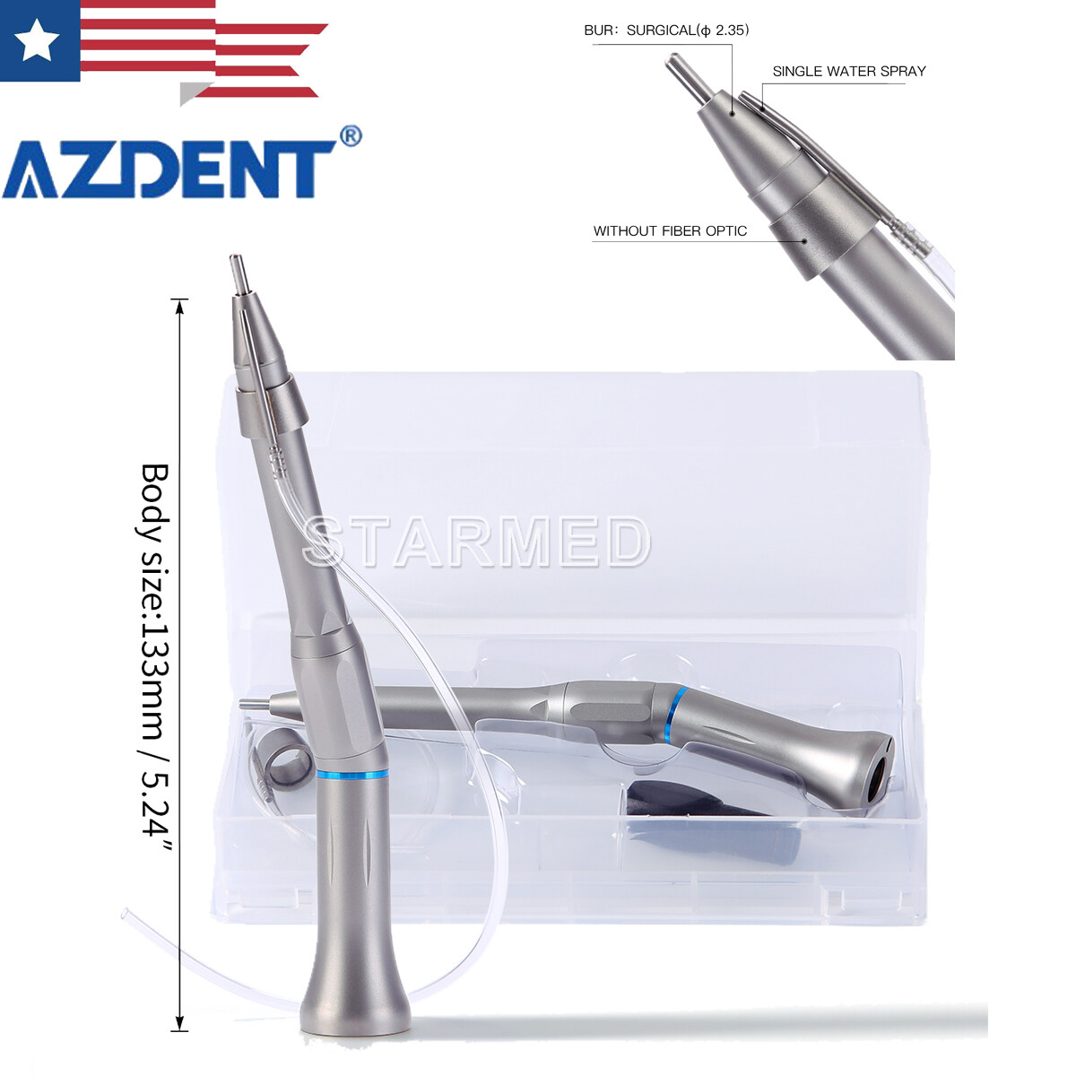 Dental 1:1 Surgical Operation 20° Straight Head Handpiece External Water Spray