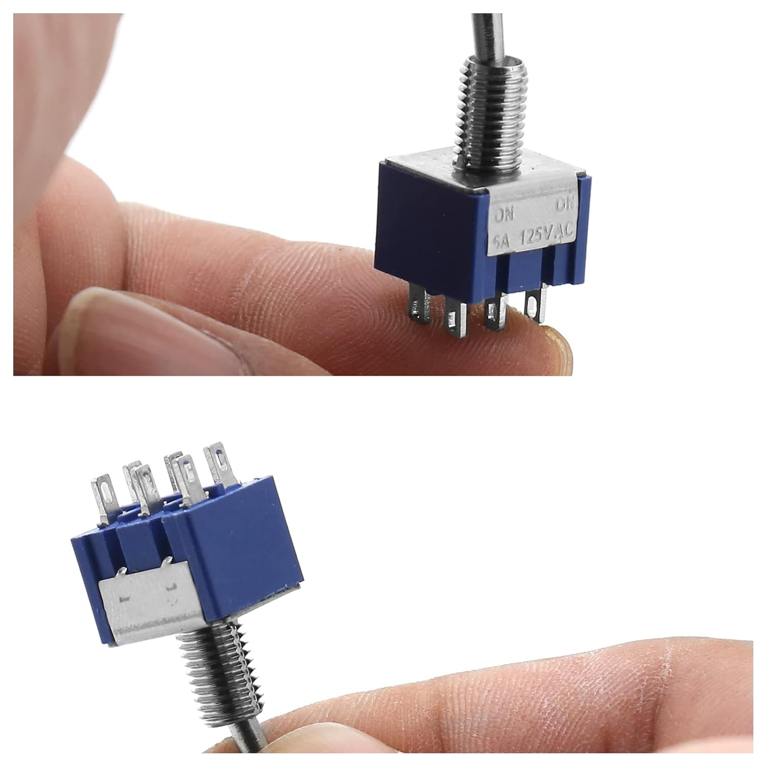 Miniature DPDT On/On 6 Pin 2 Position Latching Mini Toggle Switch AC 125V 6A NEW