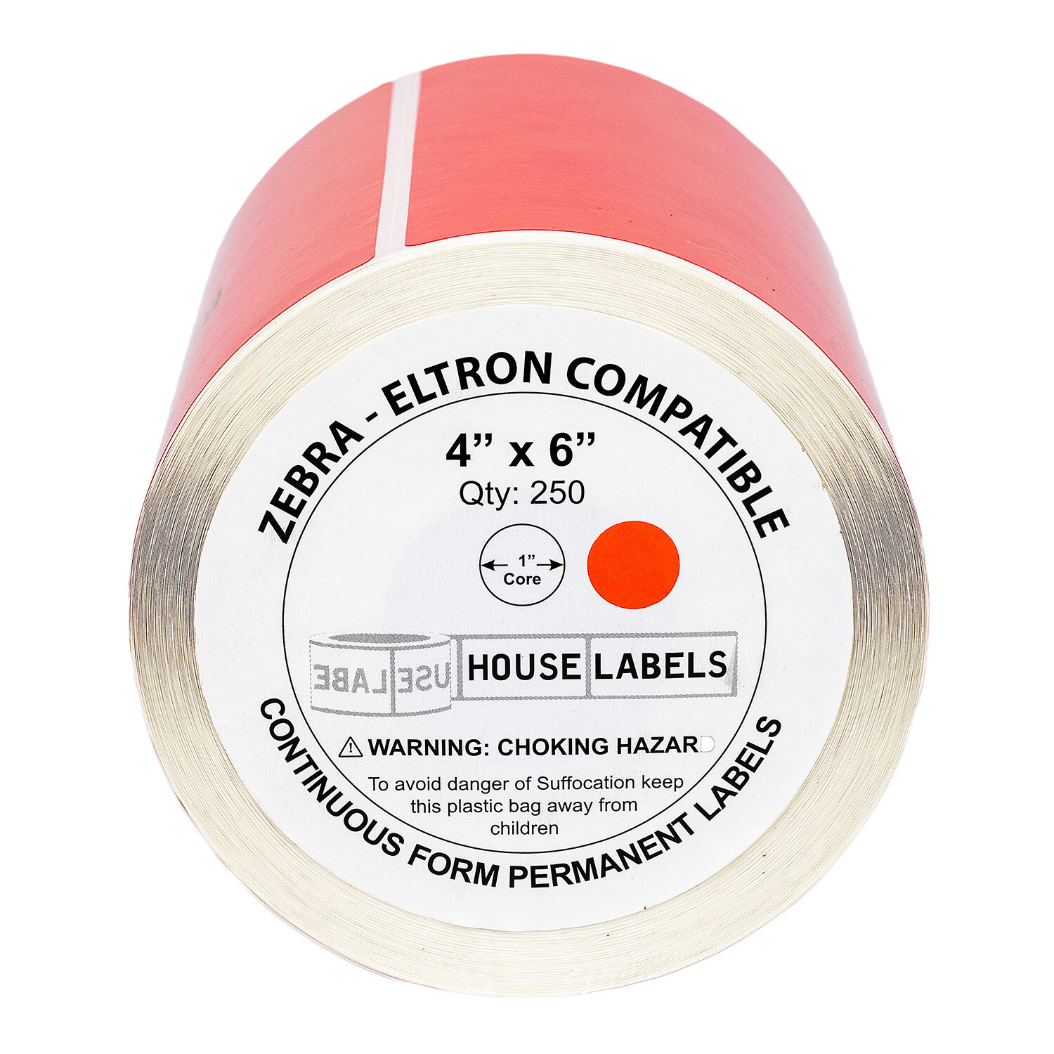 ZEBRA 4×6 COLOR (4″ x 6″) RED Direct Thermal Labels – 1″ Core – (4) Rolls of 250
