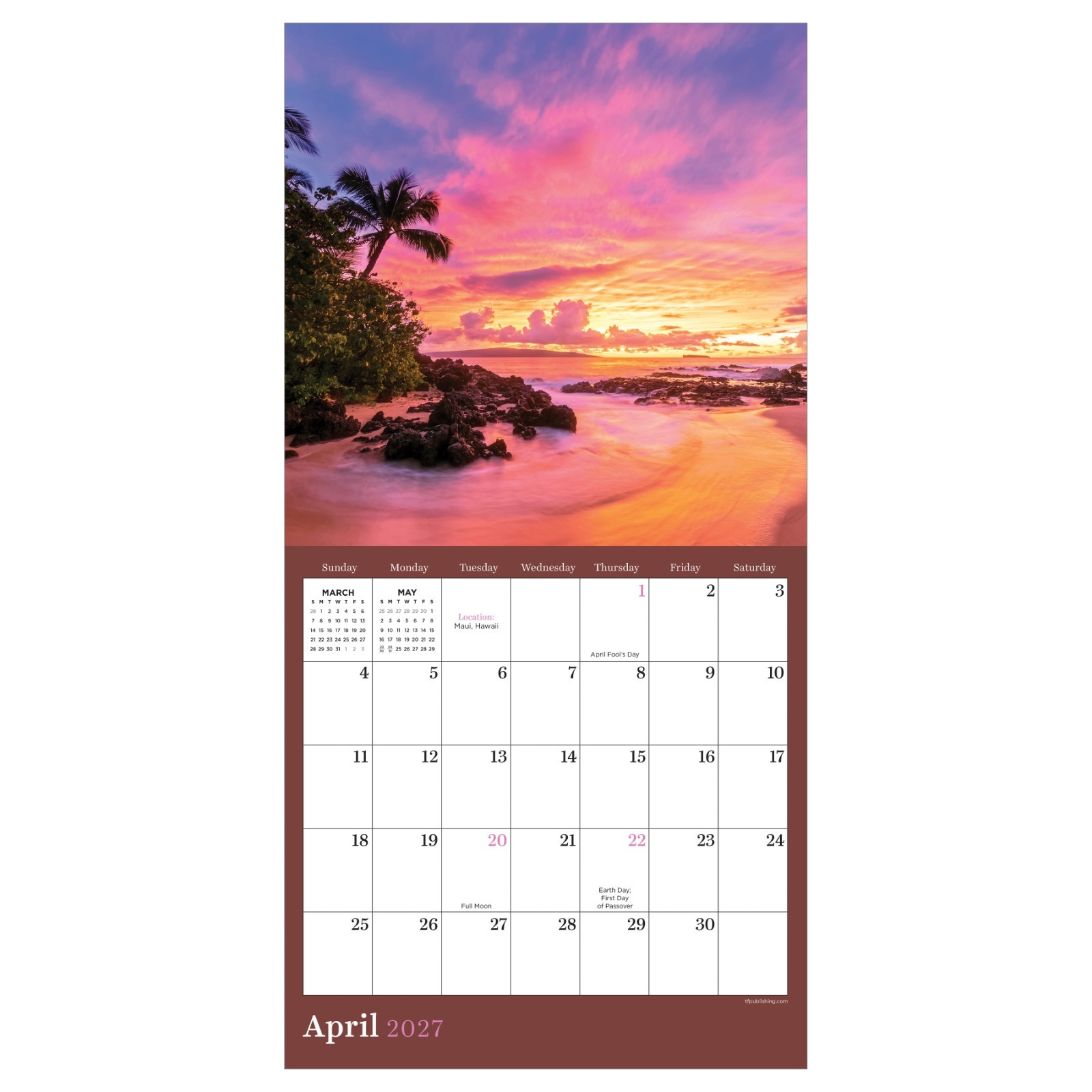 2027 Sunsets Mini Calendar