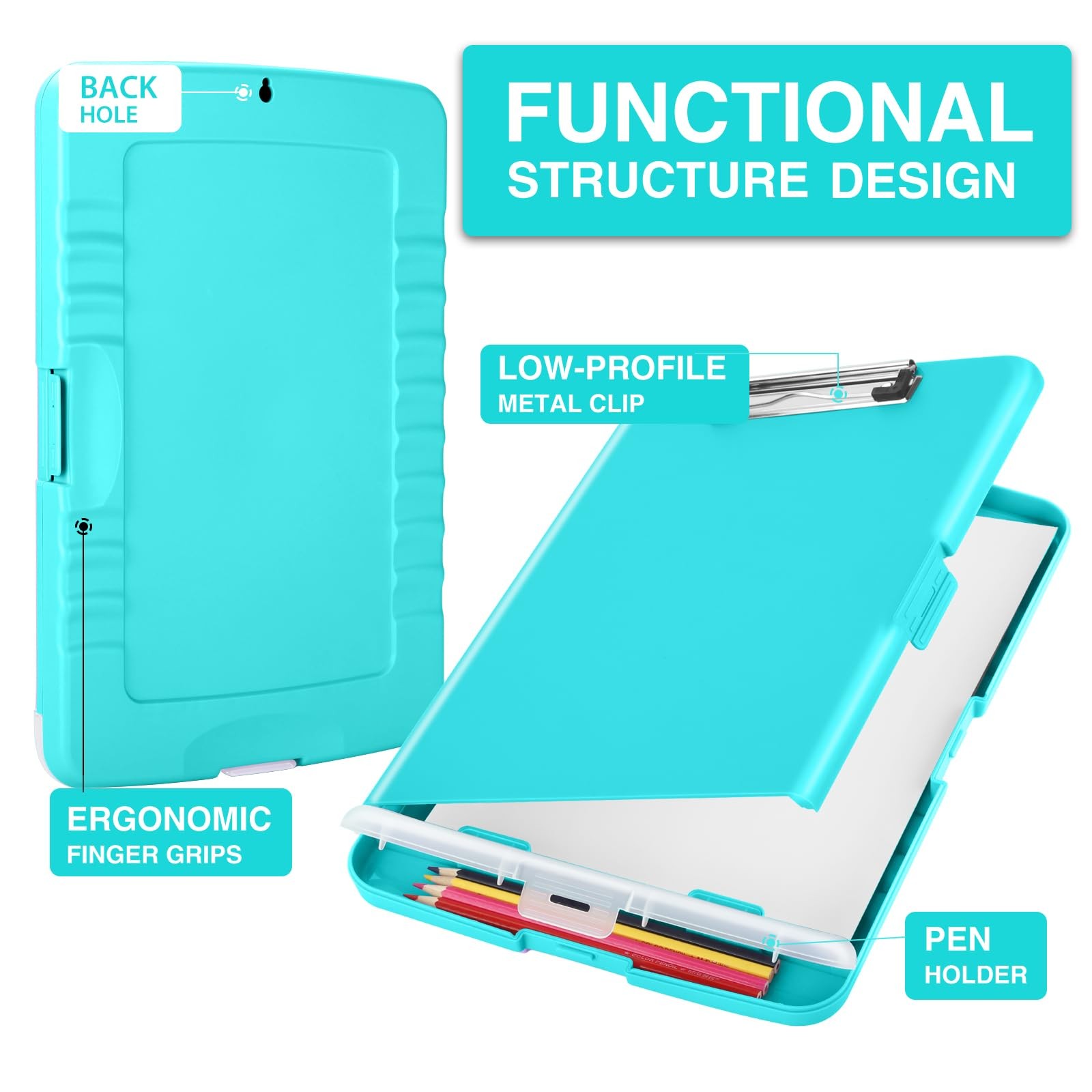 Sooez Clipboards with Storage, High 10″W x 1-1/4″D x 14-1/2″H, Mint Green
