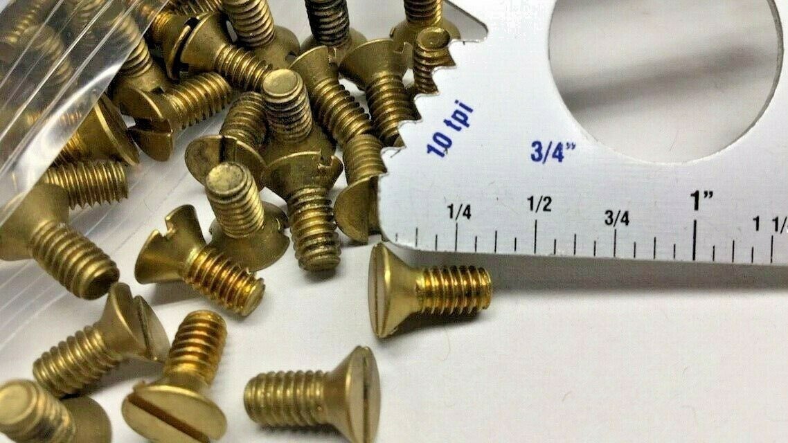 Brass 1117-65 Machine Screw Slotted Flat Head #8-32 x 3/8″ (Pack of 65)