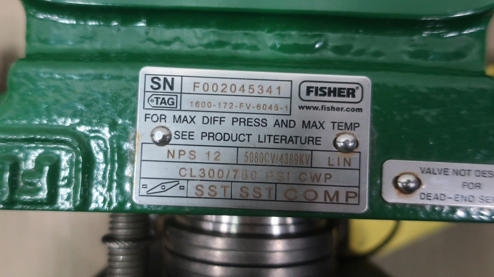 Fisher 8580 Steel Body Stainless Disc Lugged Butterfly Valve 12in 300