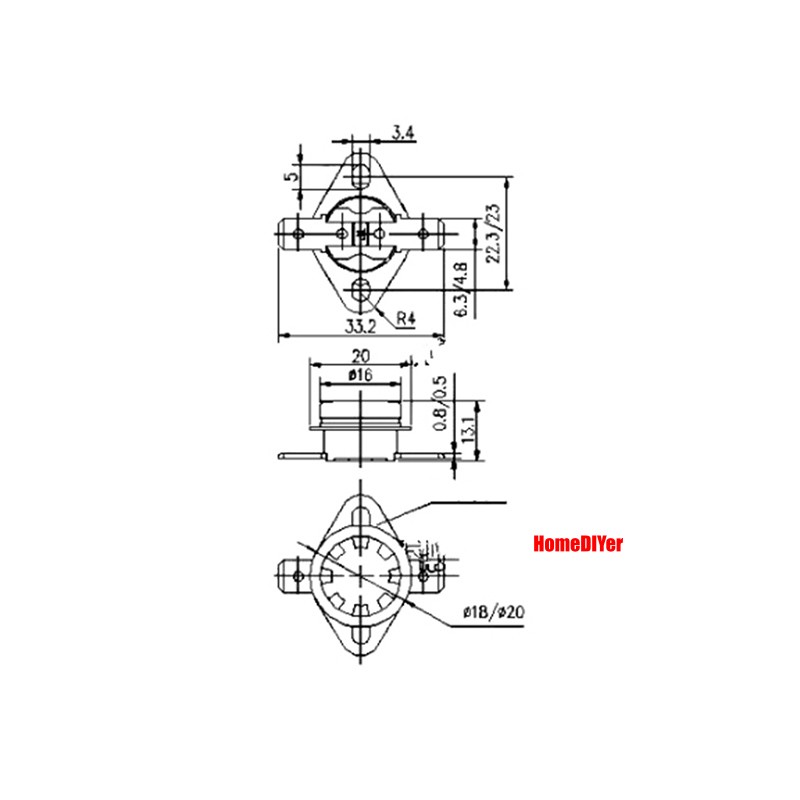 KSD301 Temperature Controlled Switch Range 40°C-150°C Normally Open NO 250V 10A