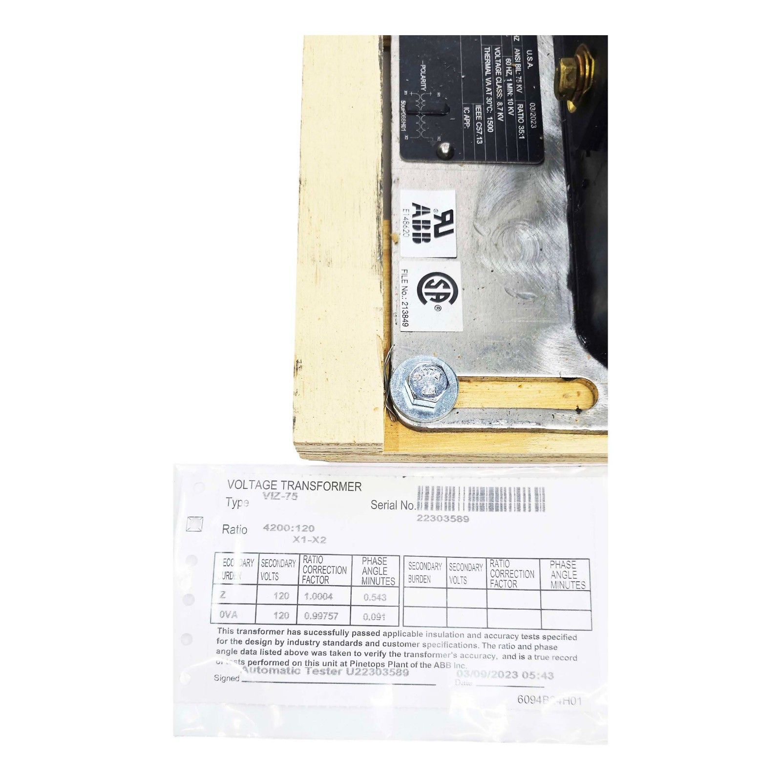 ABB 7525A71G02 Electrical Transformer VIZ-75 Ratio 35:1