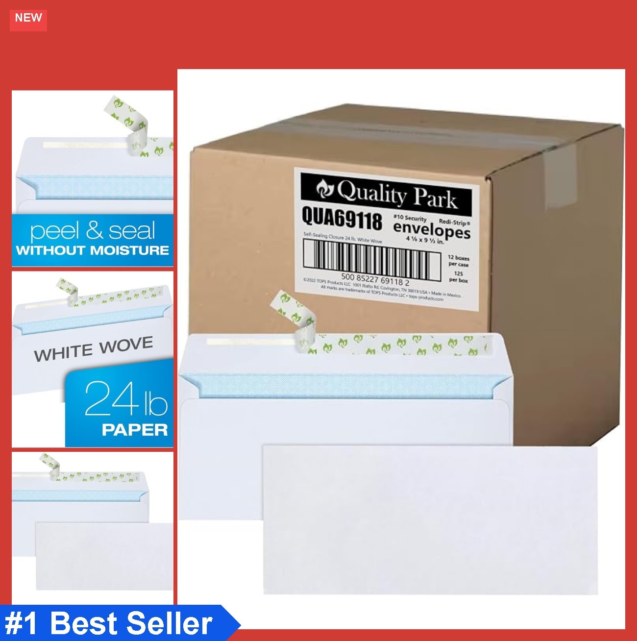 #10 Security Envelopes 4.125×9.5 Inch Self Seal 24lb White Wove 1500 Pack for