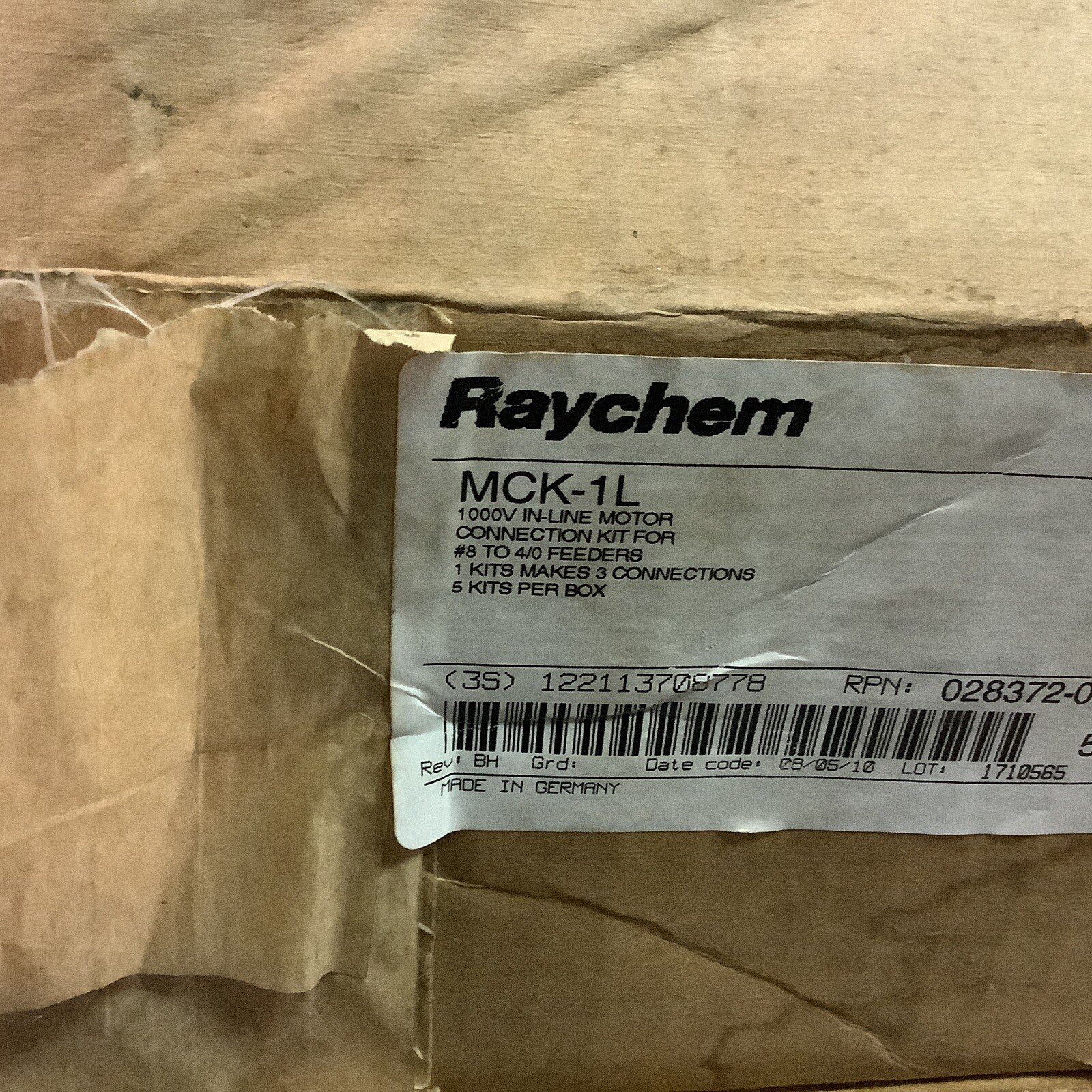 Raychem MCK-1L 1000v In-line Motor Connection Kit #8-#4/0 Feeder