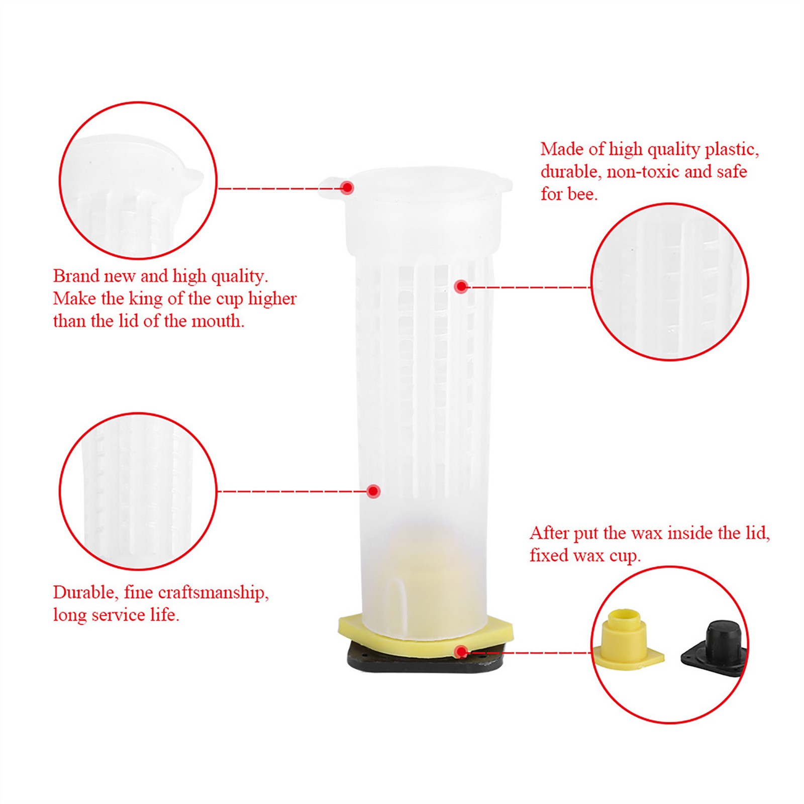 50Pcs Beekeeping Rearing Cup Kit Bee Queen Cages Roller Beekeeper Tool Equipment