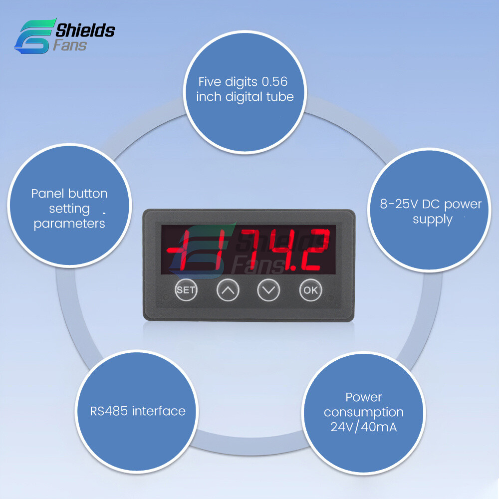 MODBUS-RTU Communication Display Meter RS485 Master-Slave-Monitorable DC 8-25V