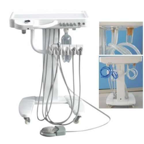 Portable Mobile Dental Delivery Unit System Cart Treatment Compressor 4-Hole USA