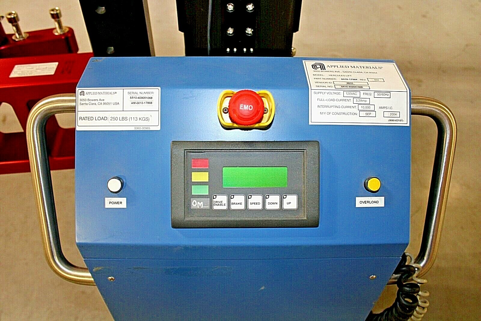 0010-17868 / HERCULES LIFT, 250LBS, 3.2A 10000AMPS IC / APPLIED MATERIALS AMAT