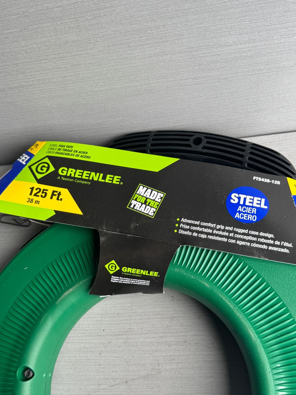 Greenlee FTS438-125 Steel Fish Tape 125 Ft x 1/8 Cable Puller Reel Electrical