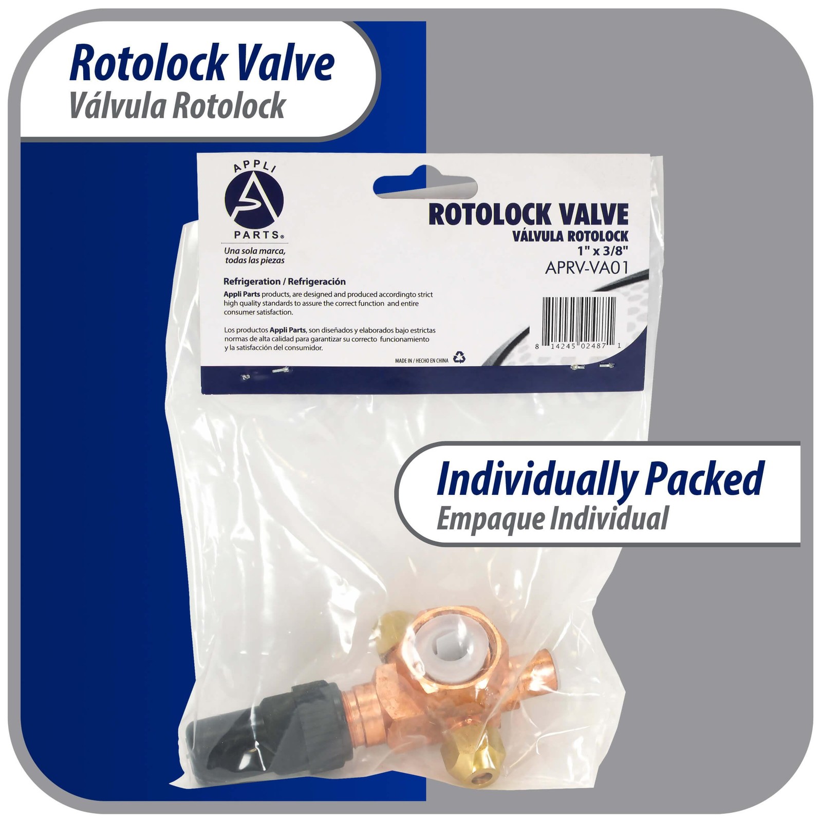 Appli Parts APRV-VA01 Rotolock Valve V01 1 in x 3/8 in ODF solder connection Uni