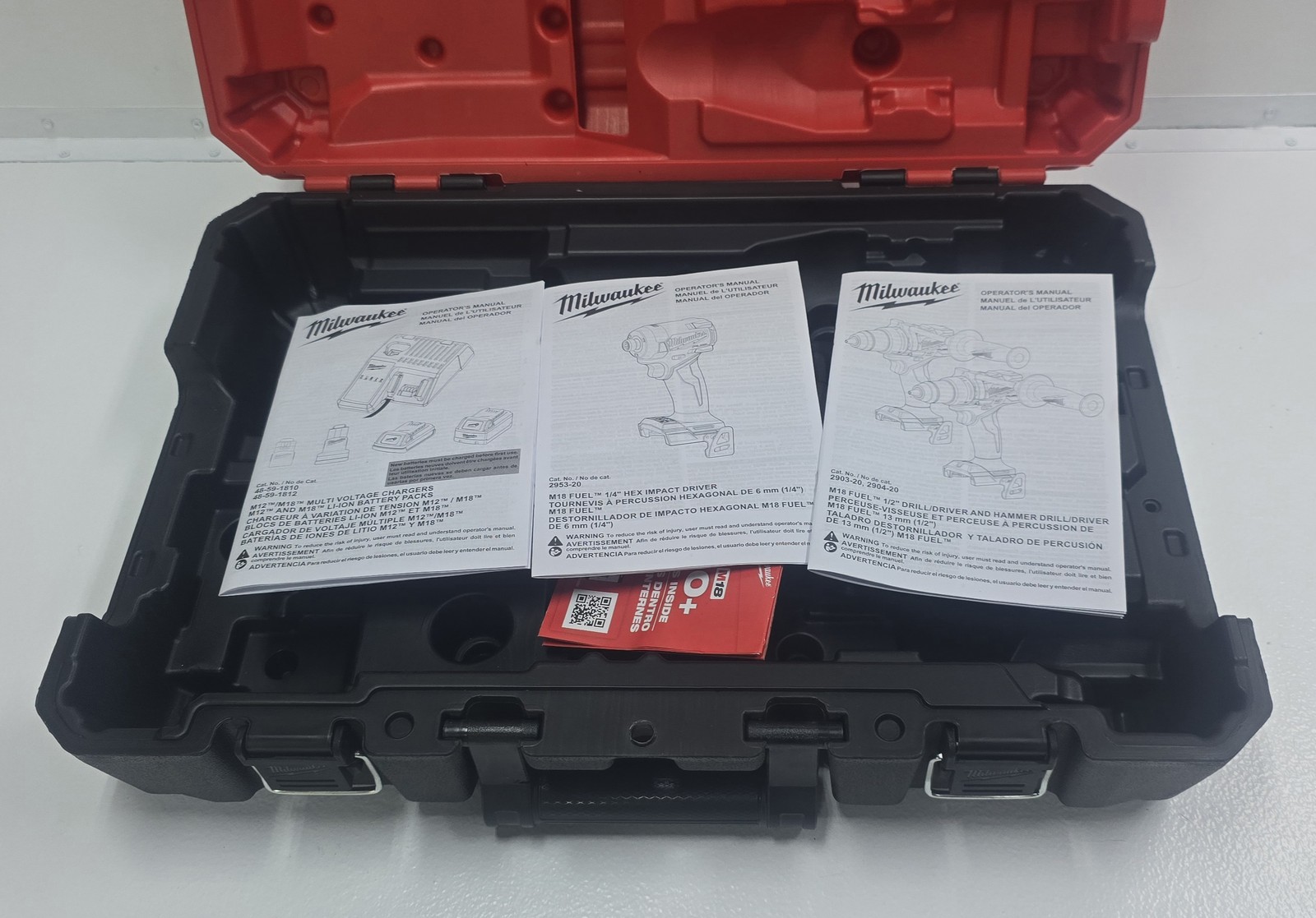 Milwaukee M18 FUEL 2-Tool Combo Kit Hard Case & Manuals 3697-22 EMPTY