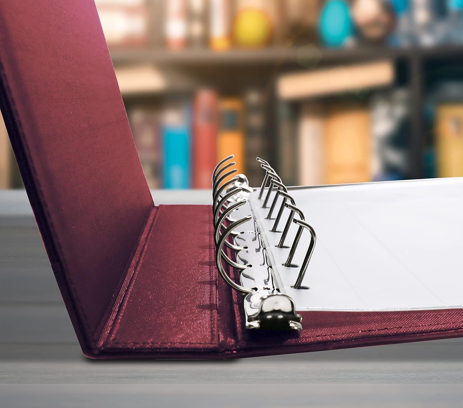 7-Ring Burgundy Textured Check Binder with Zipper Pouch – Efficient Organizer