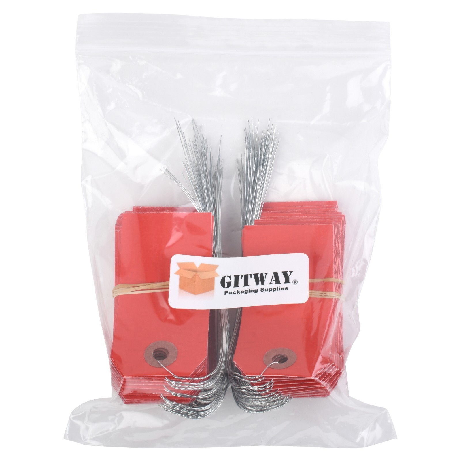 100 Red Tags with Wire 3 1/4 x 1 5/8″ Size 2 Inventory Price Hang Prewired Tag