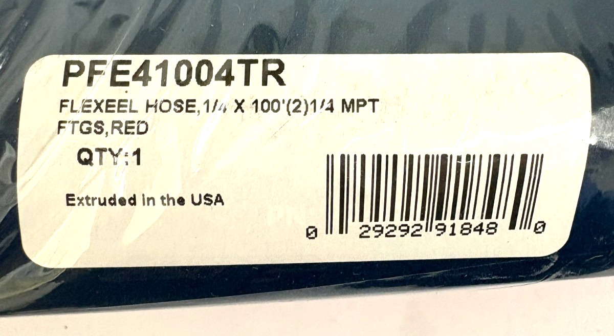 Coilhose Pneumatics PFE41004TR FLEXEEL 1/4 x 100′ Hose 1/4″ MPT Fittings Red