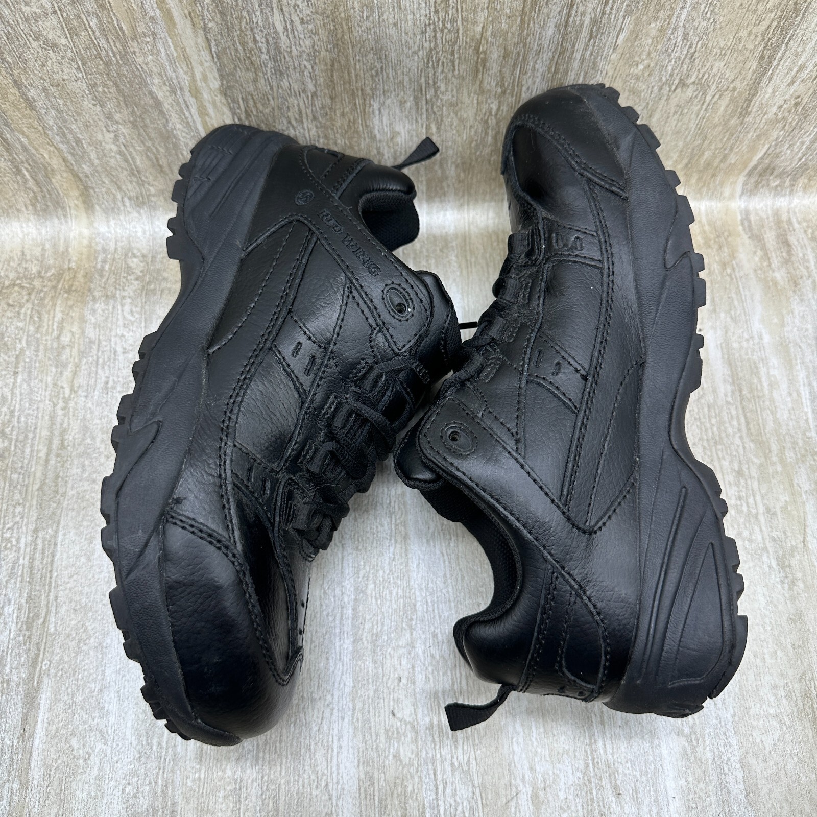 Red Wing Safety Toe Work Shoes Mens 7.5 B Black Leather Slip Resistant 6337