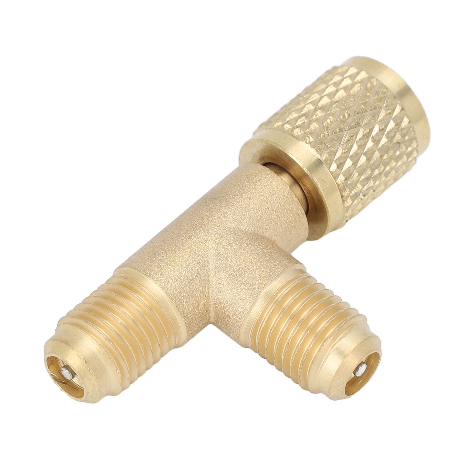 Quick Coupler Tee Adapter With Valve Core Brass 1/4in SAE Sturdy Structure
