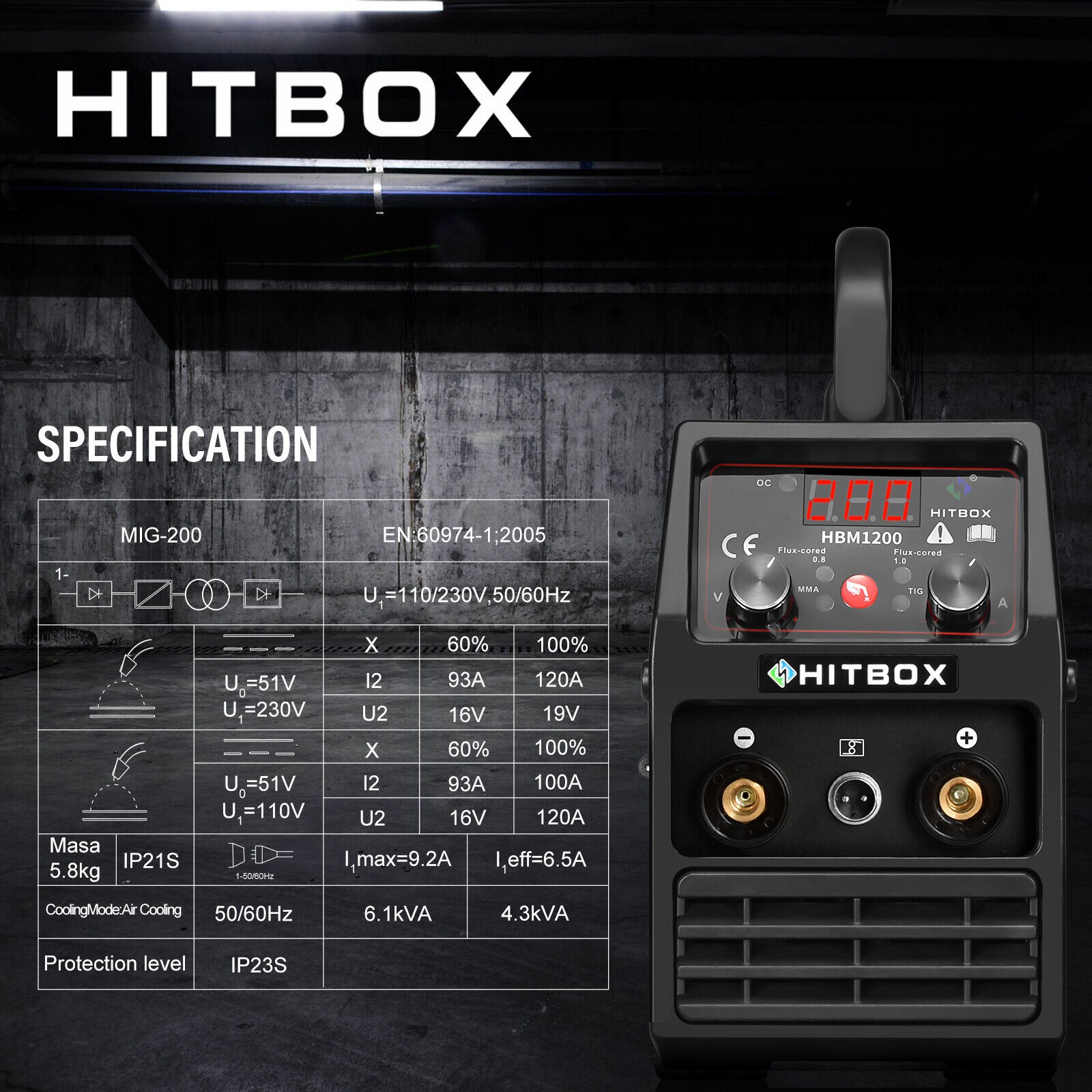 HITBOX 4 IN 1 Flux MIG Stick Lift TIG Welder Spool Gun Welding Machine 110V/220V