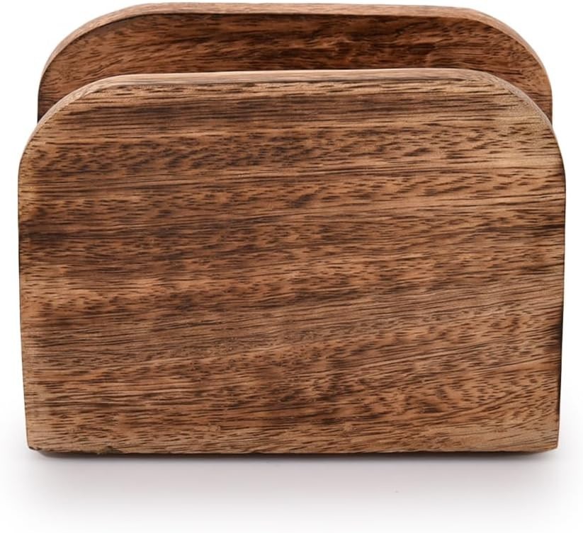 Burning Finish Mango Wood Napkin Holders For Kitchen Upright Paper Napkin Sto…
