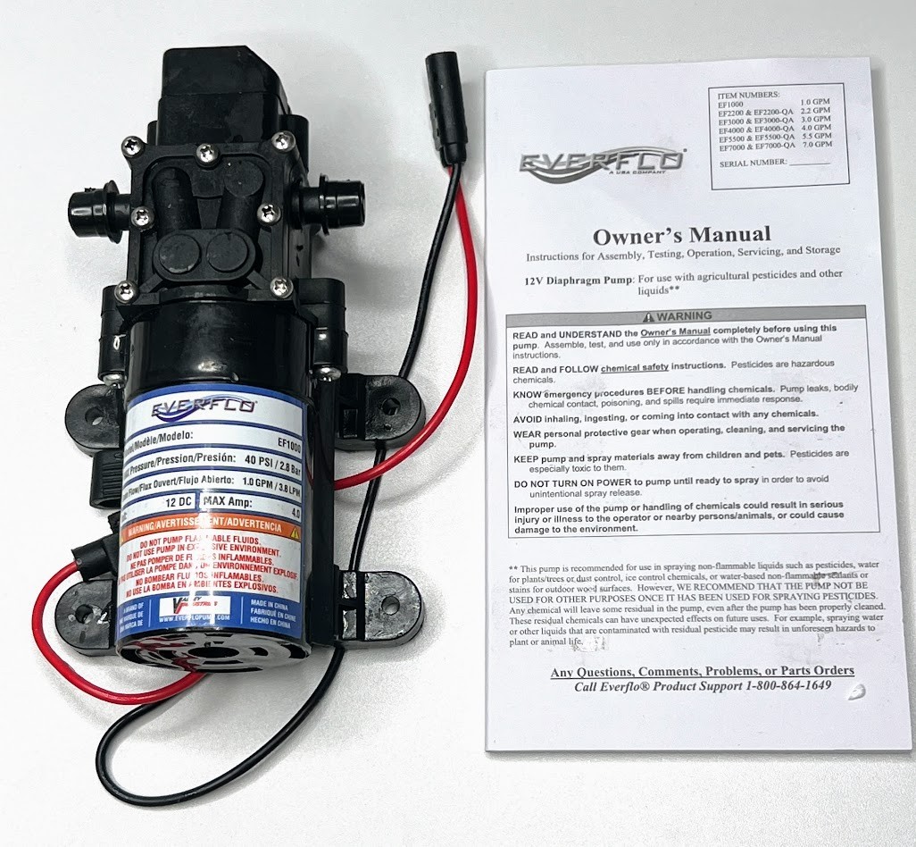 Everflo EF1000-BOX 12V Diaphragm Pump 1.0 GPM 40 PSI 3/8″ Hose Barb