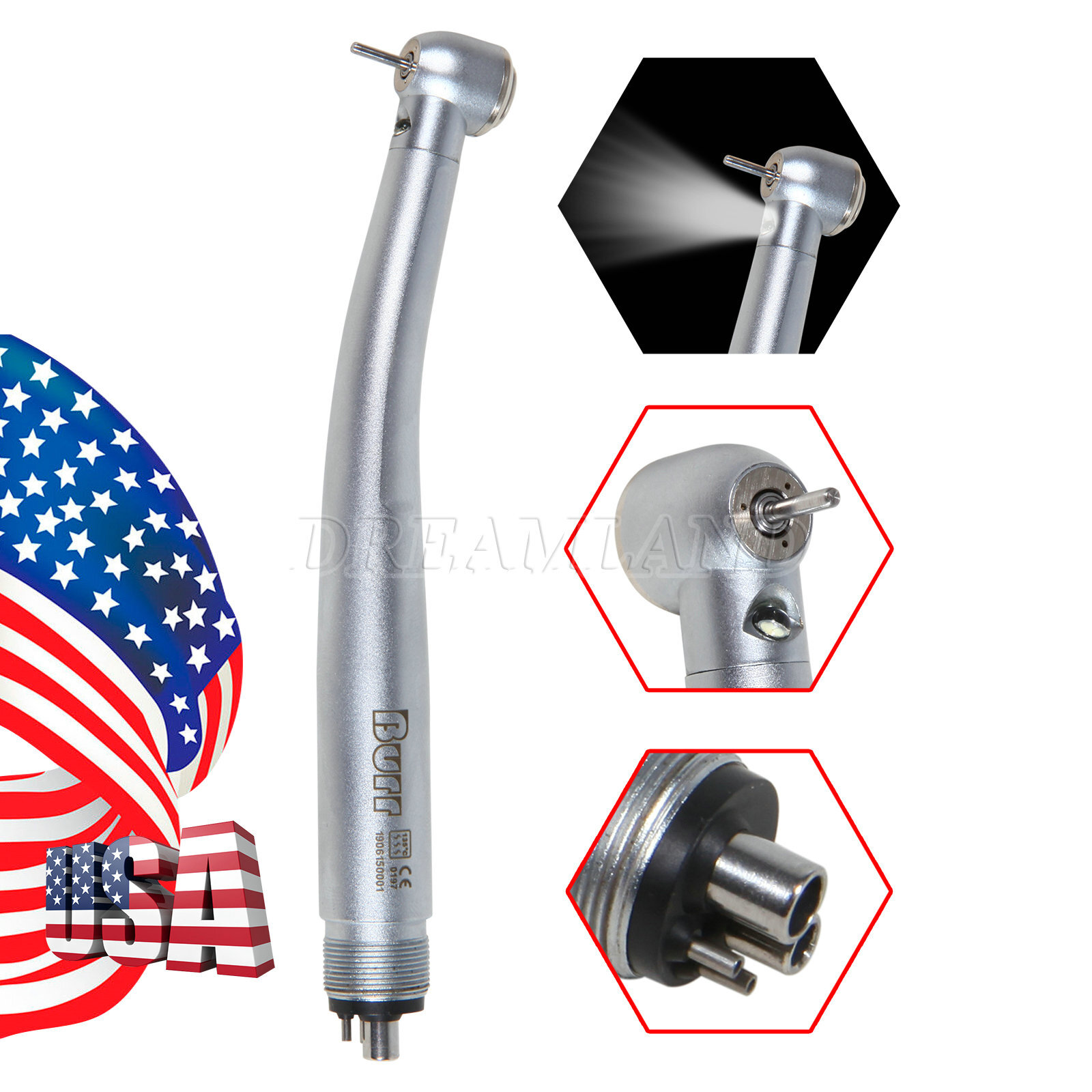 Dental Pana Max LED Self-Power E-generator Fiber Optic High Speed Handpiece 4H