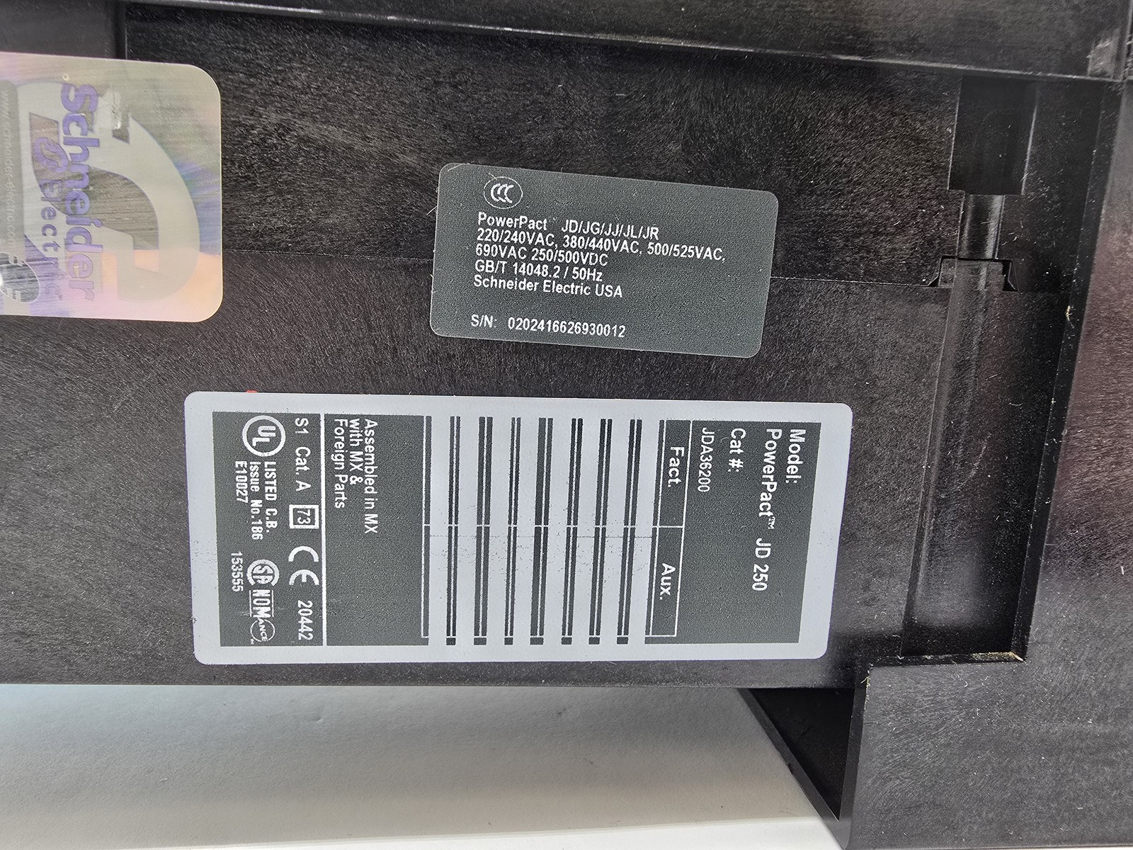 Square D JDA36175 PowerPact I-Line Circuit Breaker 175A 3P 600V 14KA 3PH JD250