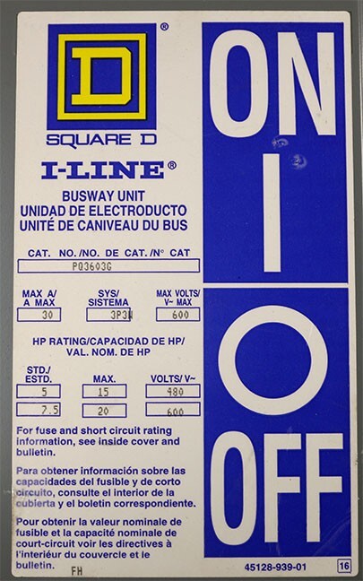 Square D PQ3603G I-Line 30A 600 VAC Busway Plug Unit New