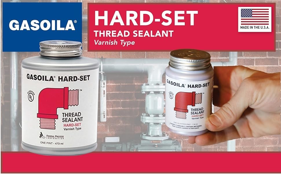 Gasoila Hard-Setting Permanent Thread Sealant, Fast-Drying Red 1/4 Pint