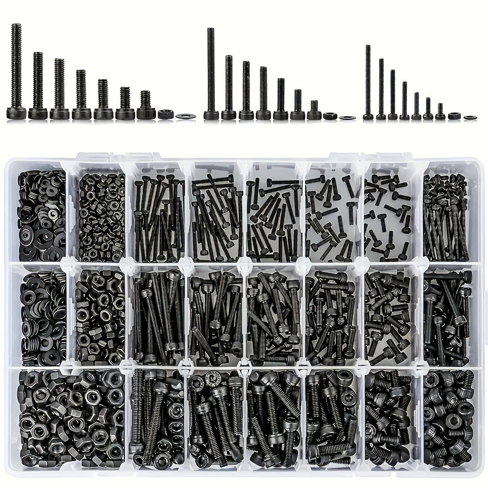 1260PCS Metric Bolt Nut Washer Set – 12.9 Steel for DIY & Repairs