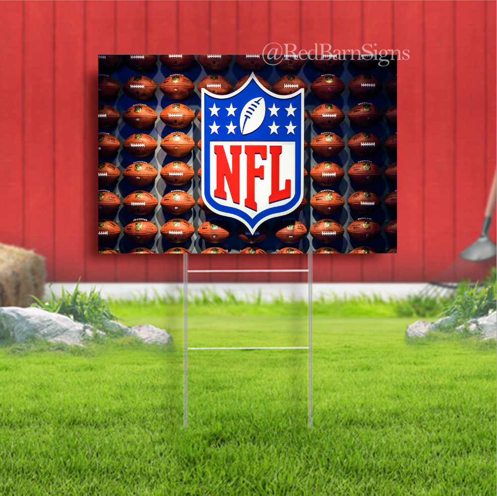 NFL American football Indoor Outdoor Yard Sign with metal stakes