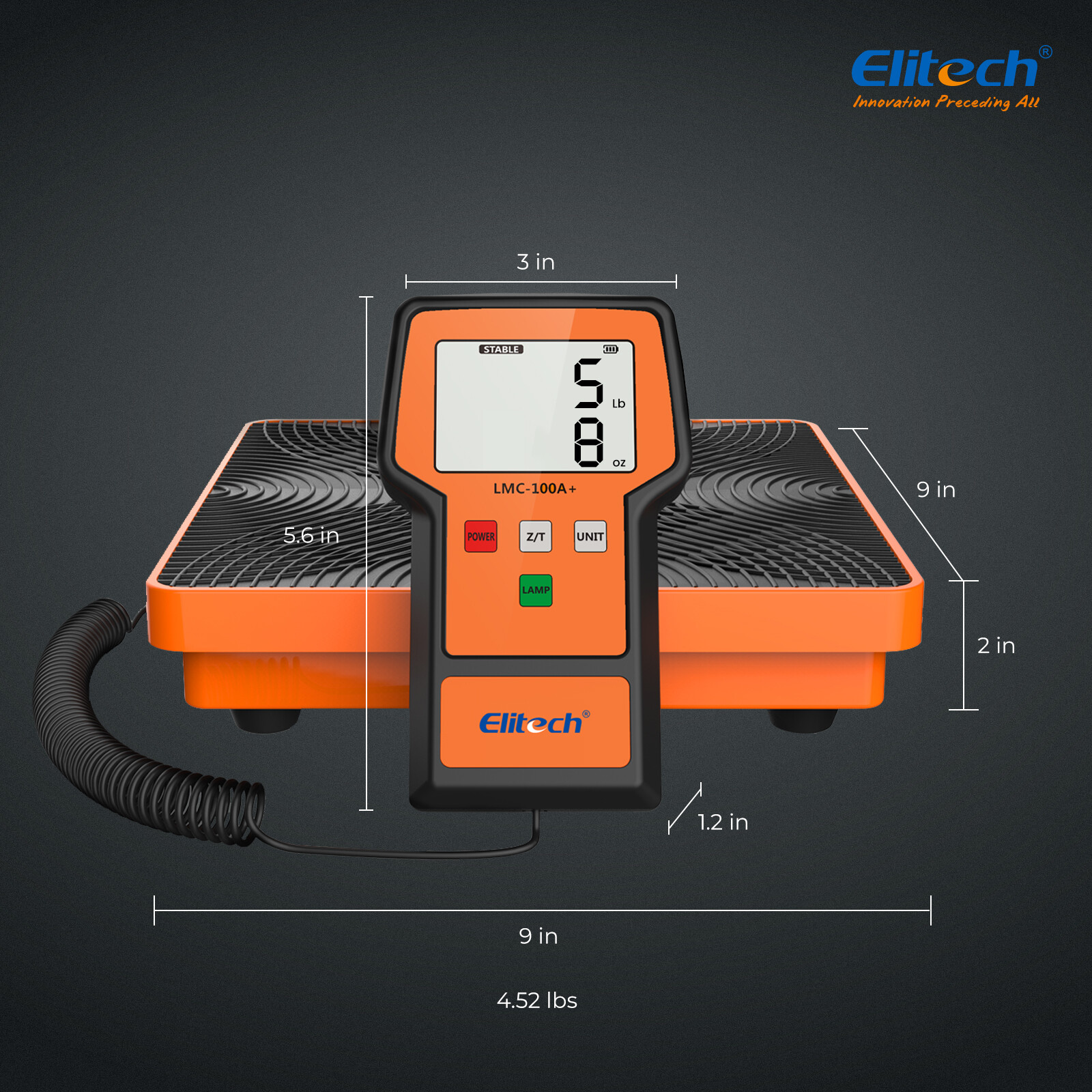 Elitech Refrigerant Charging Scale 220LBS HVAC Freon Recovery Scale LMC-100A+
