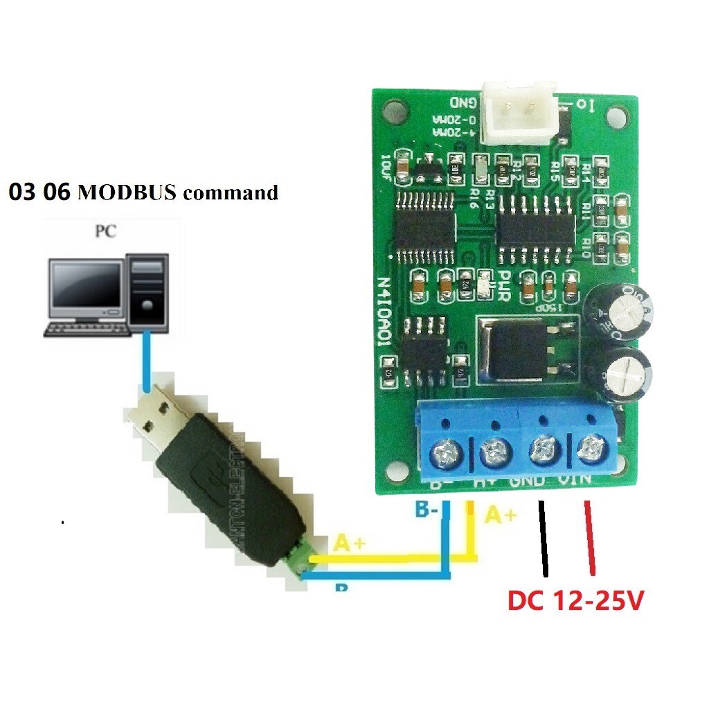 RS485 to 4-20MA 0-20MA Current Signal Generator DAC Converter Module Modbus RTU