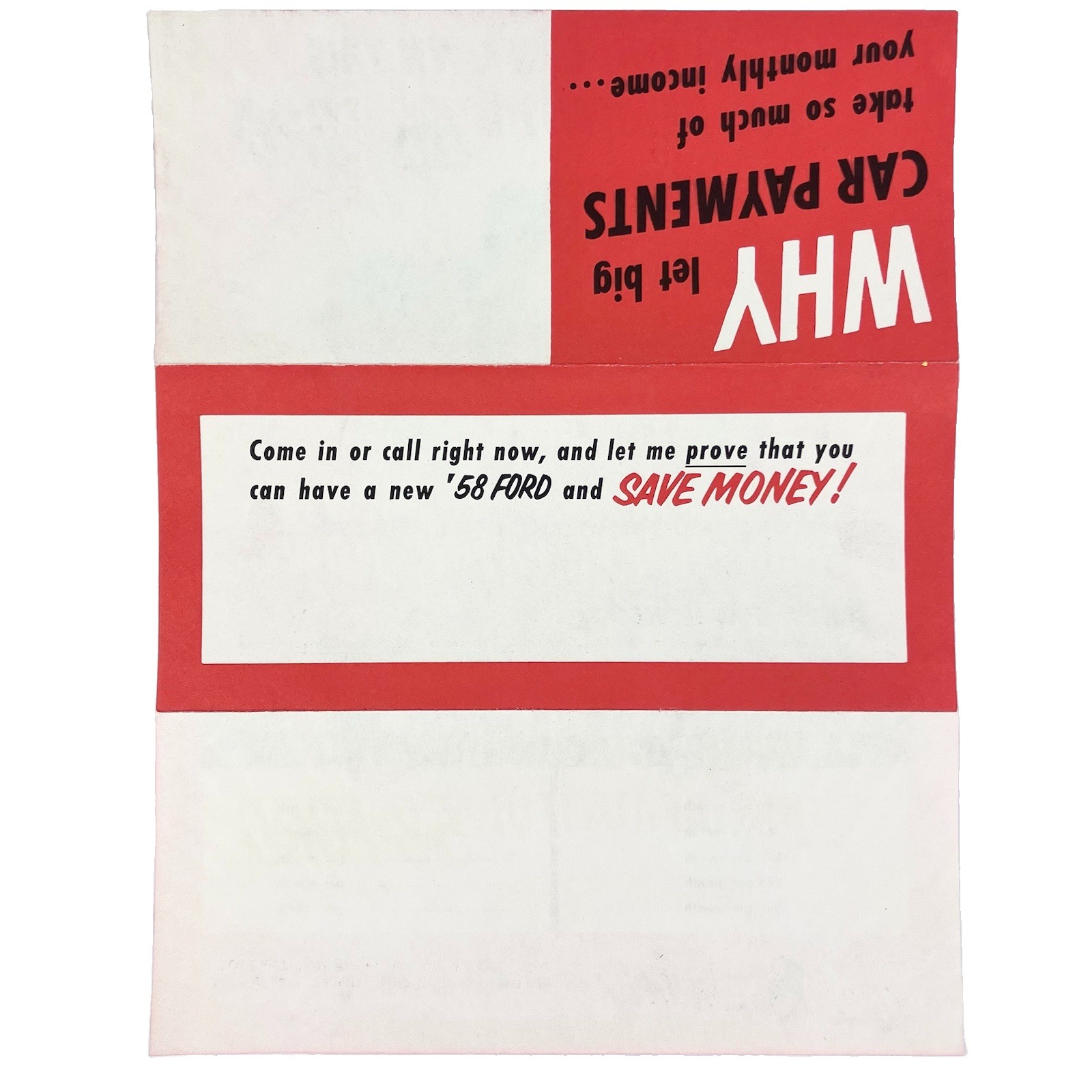 OEM 1958 Ford Post Card Mailer Advertisement Promo Features FOMOCO
