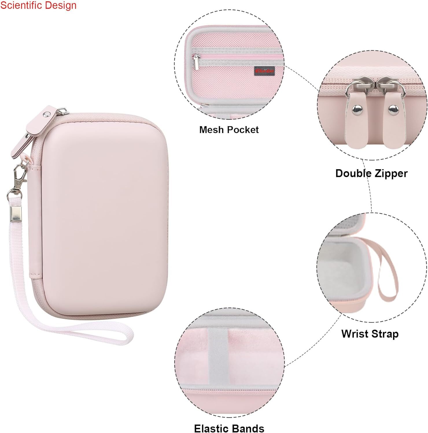 Carrying Case for Phomemo M02 Label Maker, Pocket Printer Pink+Inside Pink