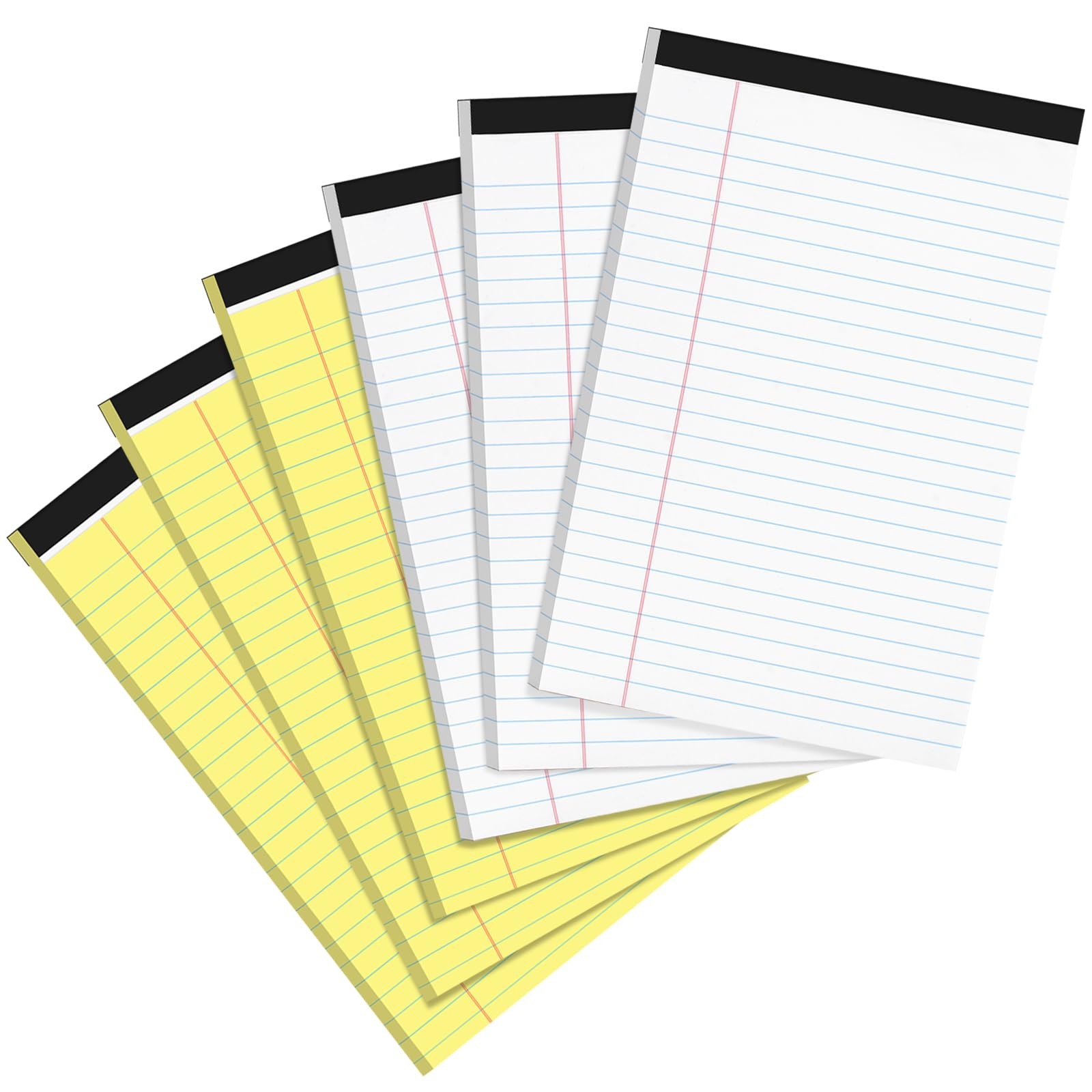 6 PCS Small Legal Pads 5×8 Yellow and White, Narrow Ruled Small Note