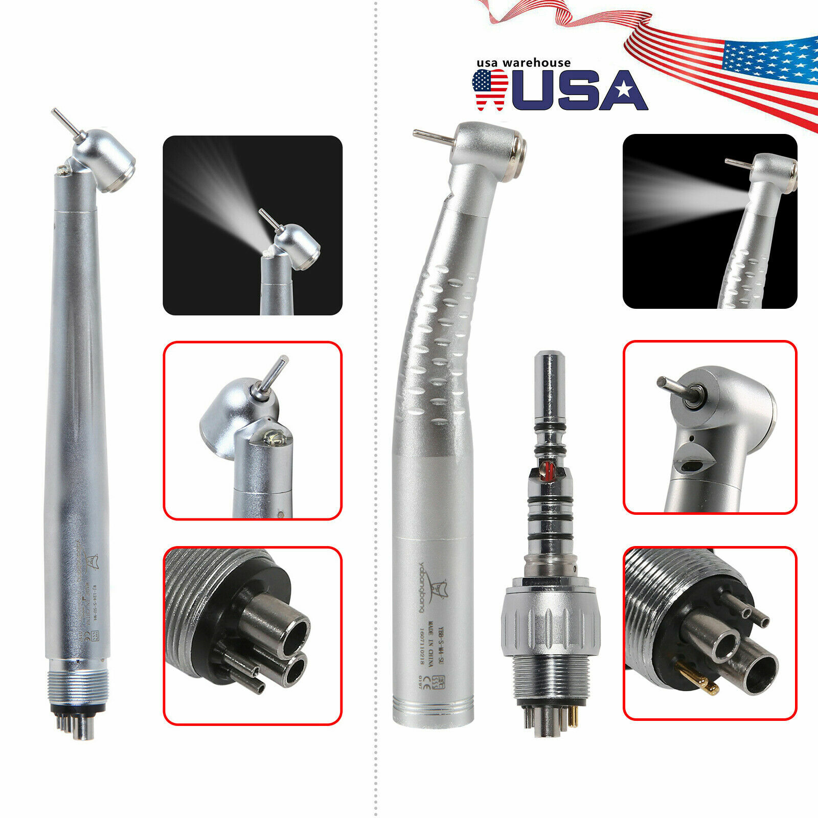 Dental Fiber Optic /LED E-generator Handpiece 45 Degree/Standard 4/6Hole Coupler