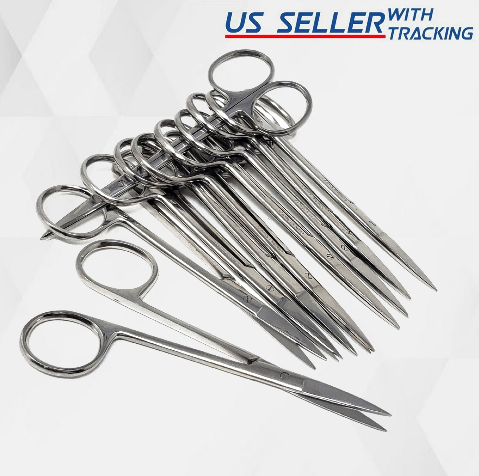 10 Premium IRIS Scissors Straight 4.5″ Dental Veterinary Surgical Stainless CE