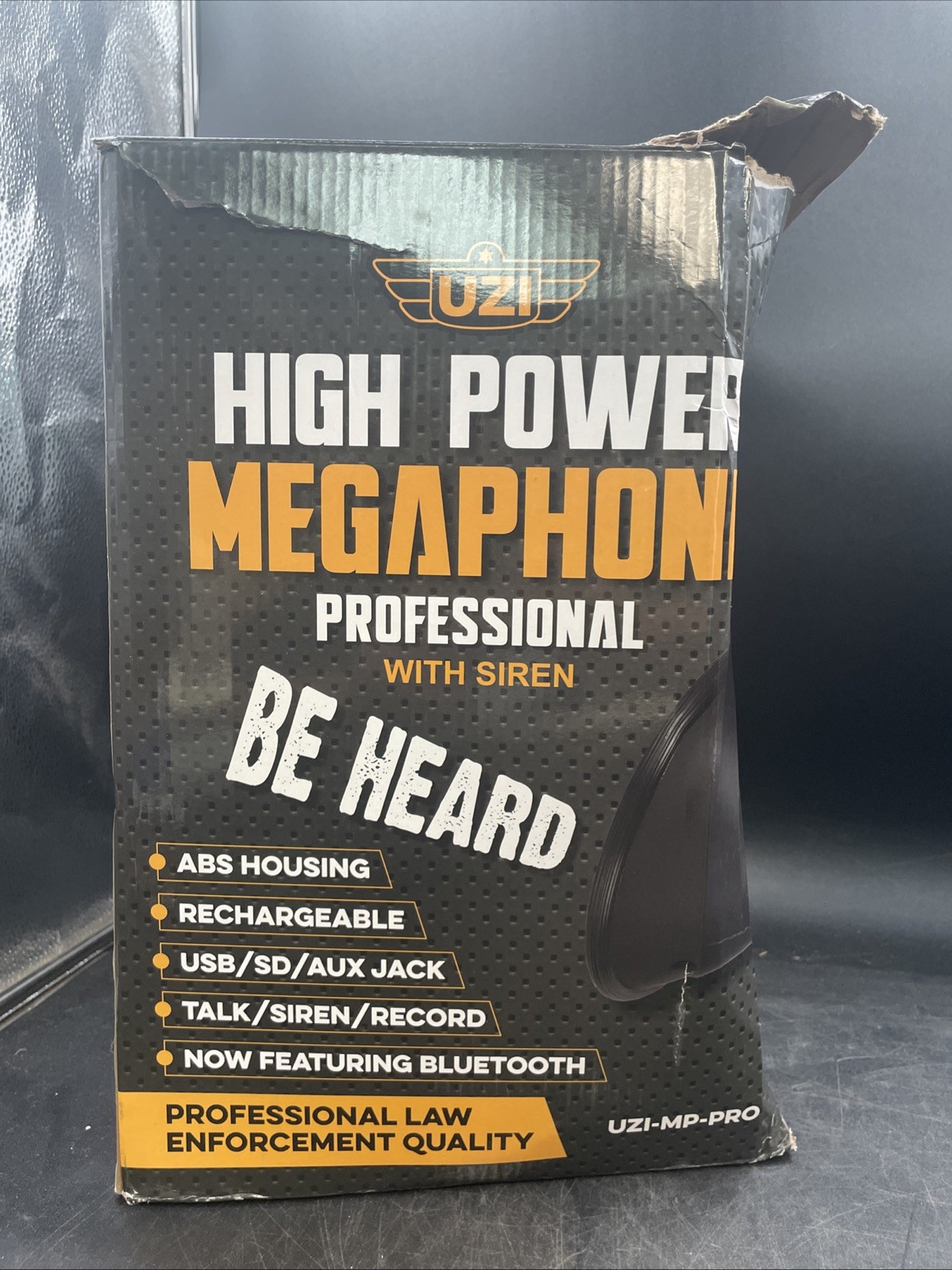 Uzi High Power Loud Big Bluetooth Megaphone 50W, Real Siren, Bullhorn, Etc.