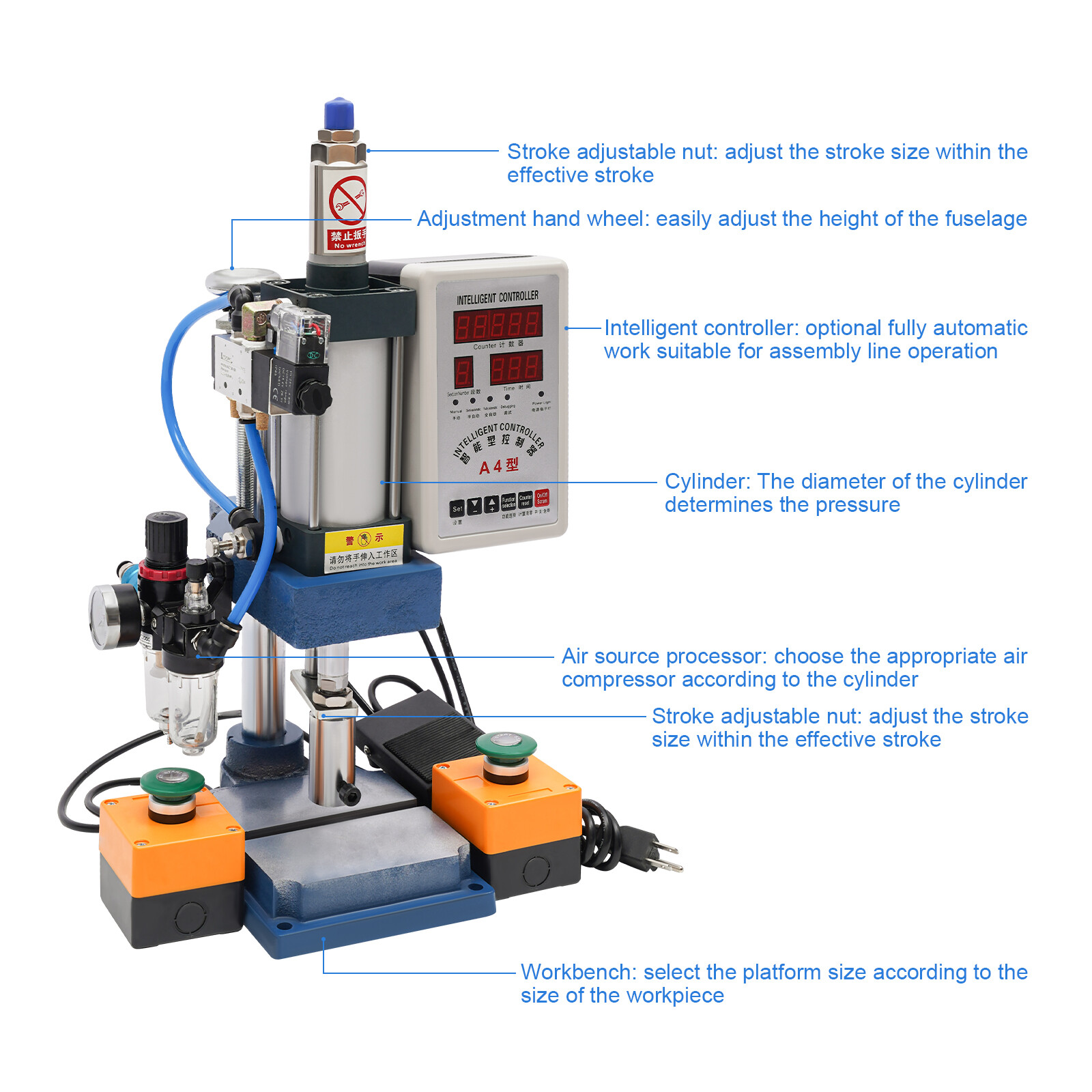 440lb Adjustable Pneumatic Punch Press Machine With Microcomputer Control