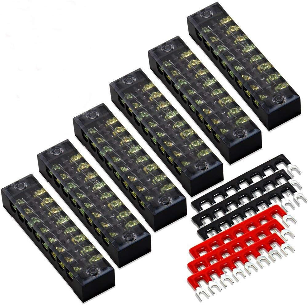 Terminal Block and Strip – 12Pcs 8 Positions Dual Row 600V 15A Screw Terminal