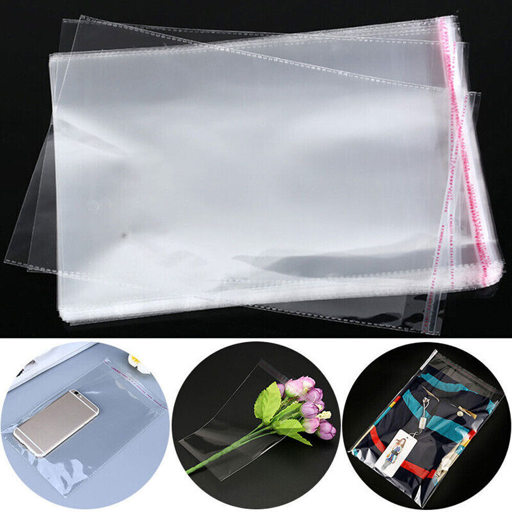 100-2000 Clear Poly Bags OPP Cellophane Plastic Cello Bag Self Adhesive Any Size