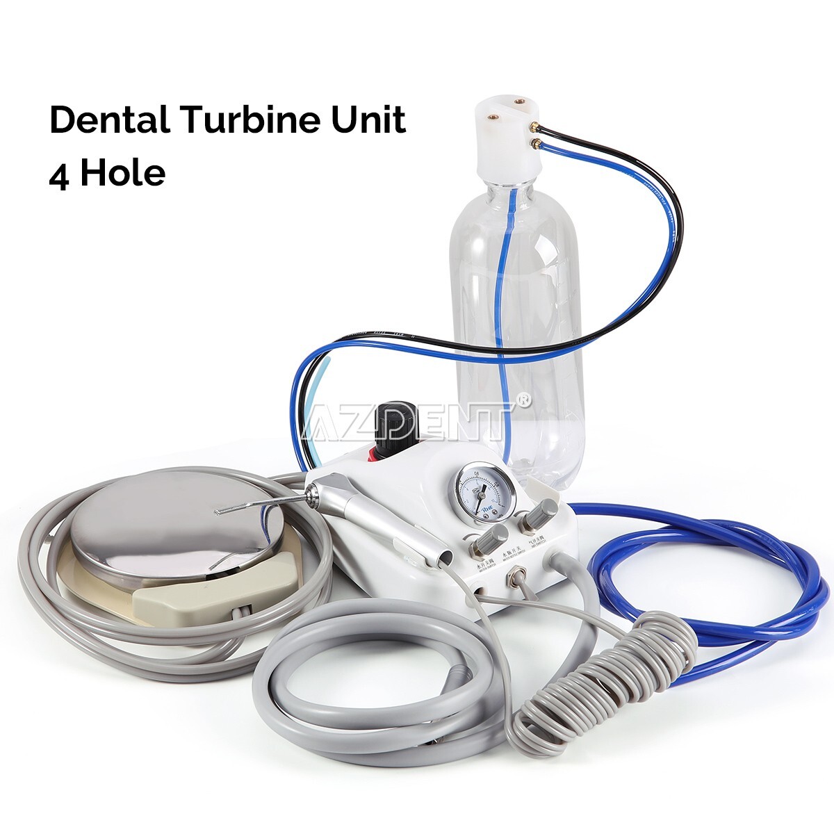 Portable Dental Turbine Unit 4 Holes Air 3 Way Syringe Work with Air Compressor