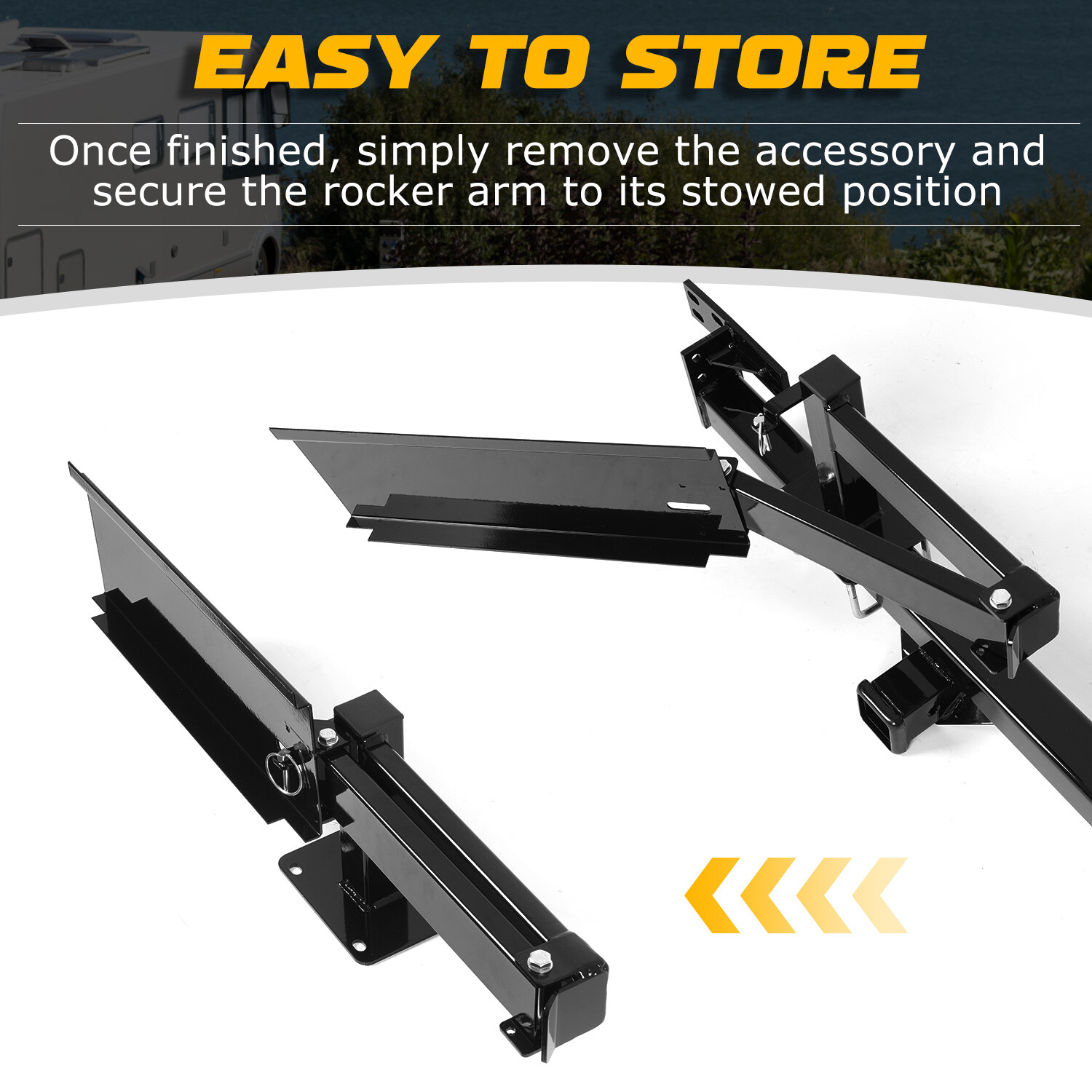 Quick Products Steel Bumper-Mounted Swing Arm Assembly For Grilling Tailgating