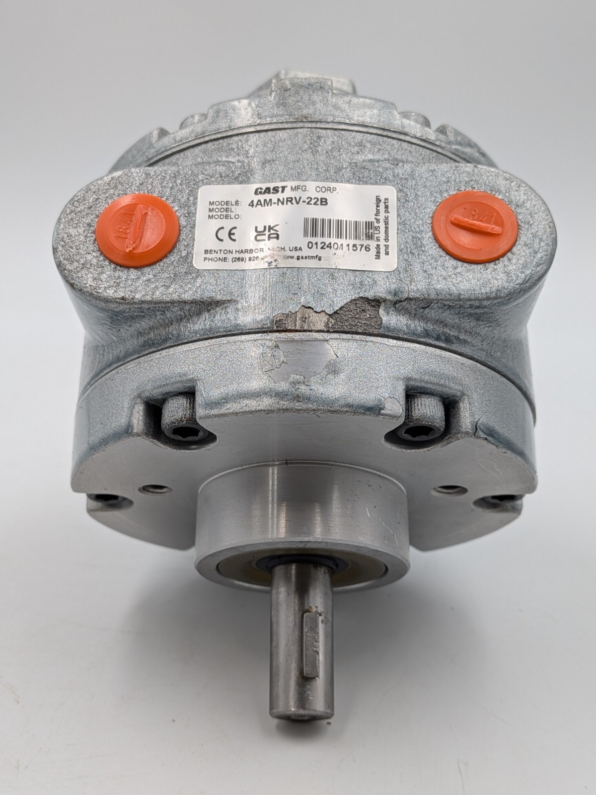 NEW – Gast Mfg. Rotary Vane Air Motor – 1.7hp, Lubricated, Face Mounting 78cfm