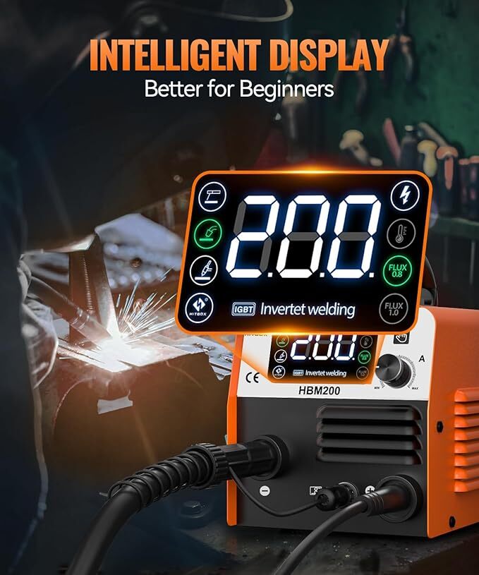 HITBOX HBM200 3IN1 MIG Welder 110V Gasless MMA IGBT Inverter Welding Machine