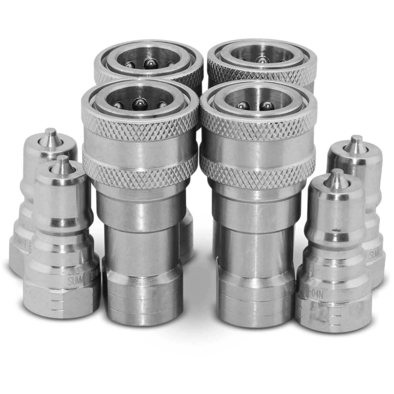 4 Sets of 1/4″ NPT ISO 7241-B Quick Disconnect Hydraulic Couplings / Couplers