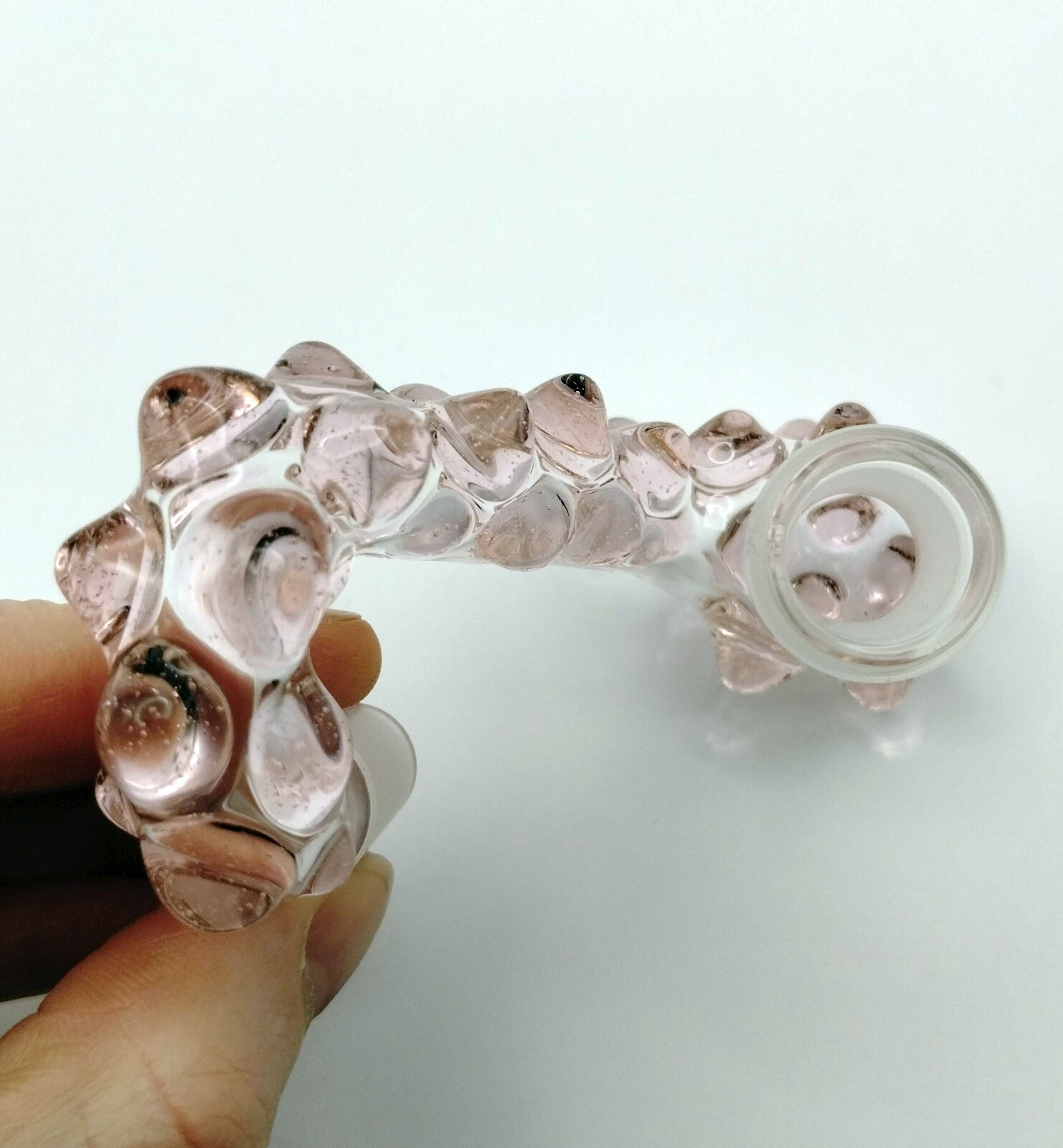 14mm Peach Pink Glass Drop Down Attachment Adapter